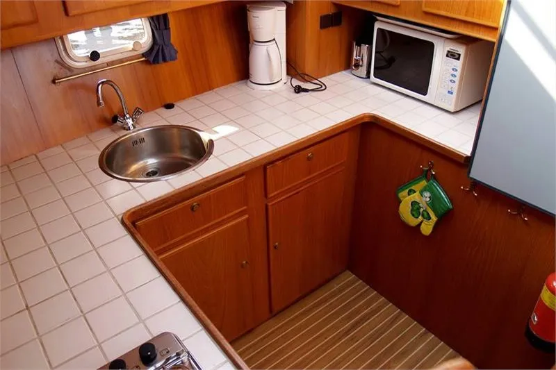 Galley of De Drait Renal 50, a motorboat at Drachten, Netherlands