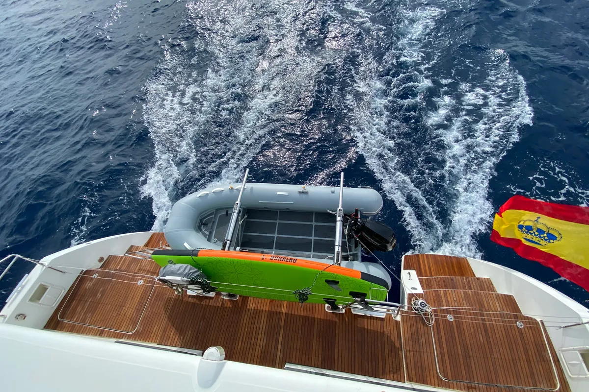 Fornes, a Lagoon 450 Fly catamaran at Ibiza, Spain
