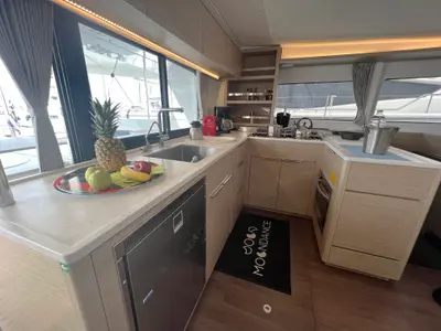 Galley of Moondance, a Lagoon 46 catamaran at Athens, Greece