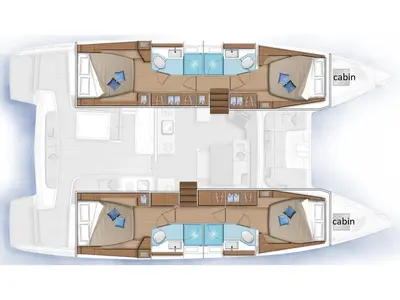 Floor plan of Manureva, a Lagoon 46 catamaran at Alameda, United States