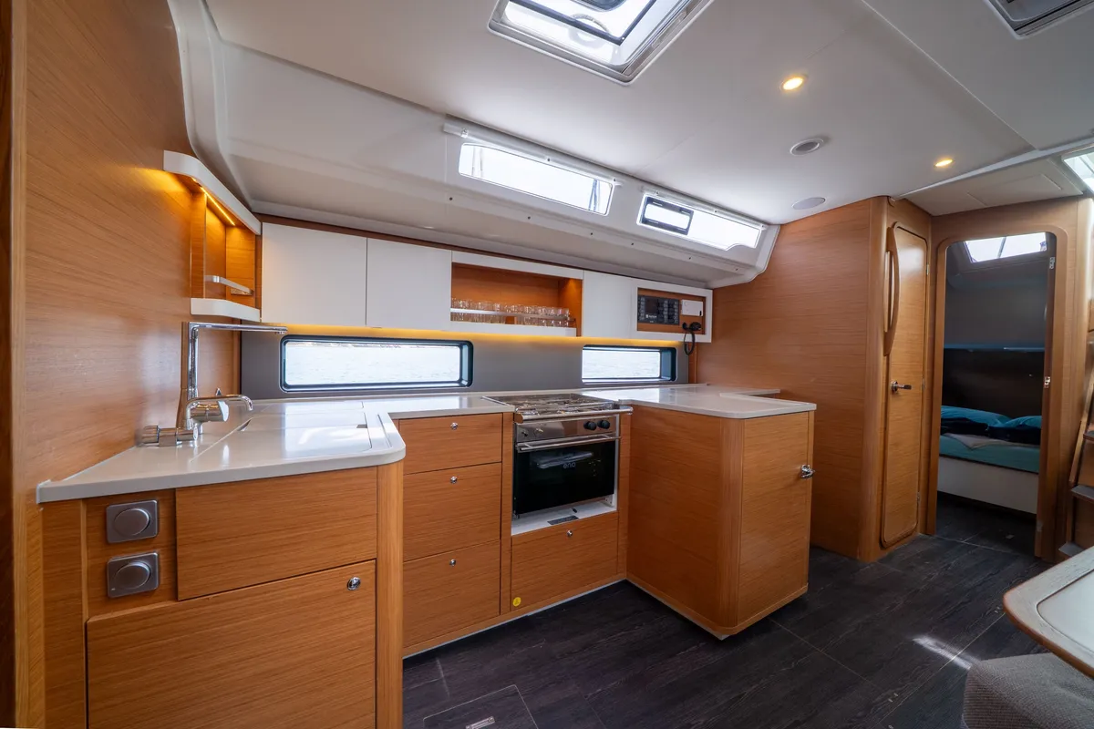 Galley of Dufour 44, a sailboat at Fethiye, Turkey