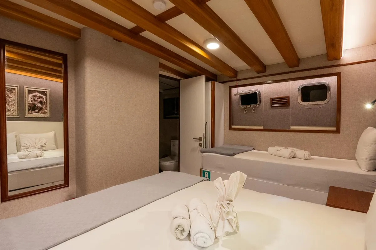 Cabin on Boreas, a Custom Made Boreas motor yacht at Bodrum, Turkey