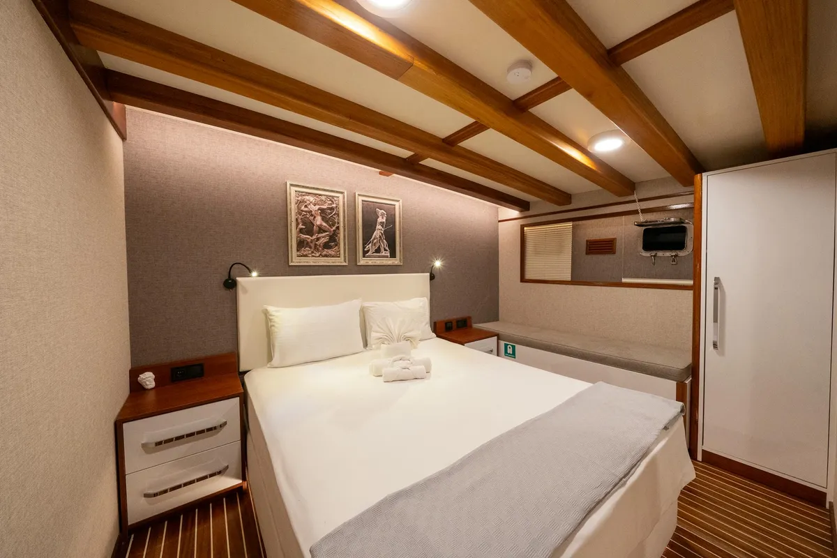 Cabin on Boreas, a Custom Made Boreas motor yacht at Bodrum, Turkey