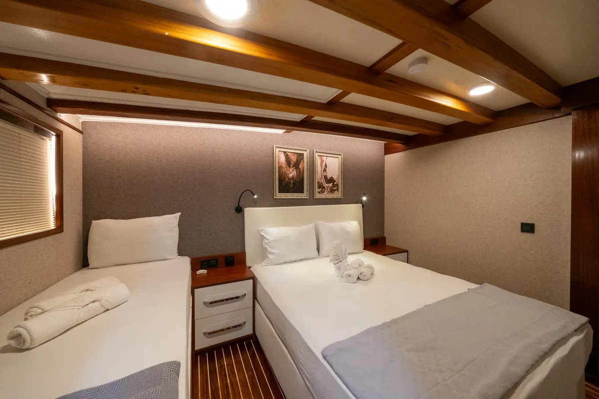 Cabin on Boreas, a Custom Made Boreas motor yacht at Bodrum, Turkey
