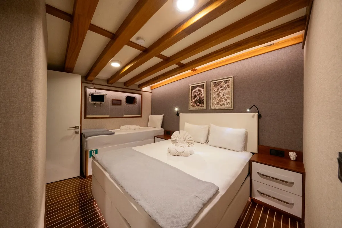 Cabin on Boreas, a Custom Made Boreas motor yacht at Bodrum, Turkey