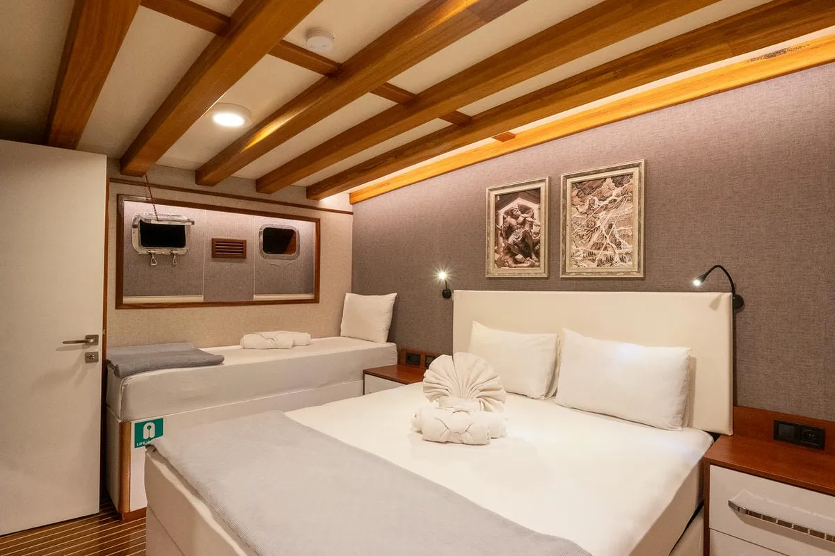 Cabin on Boreas, a Custom Made Boreas motor yacht at Bodrum, Turkey