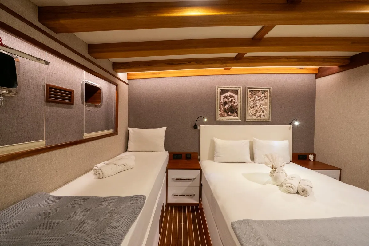 Cabin on Boreas, a Custom Made Boreas motor yacht at Bodrum, Turkey