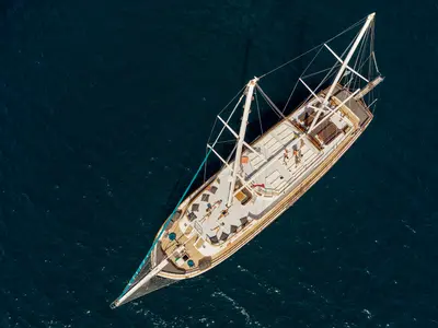 Deck of Boreas, a Custom Made Boreas motor yacht at Bodrum, Turkey