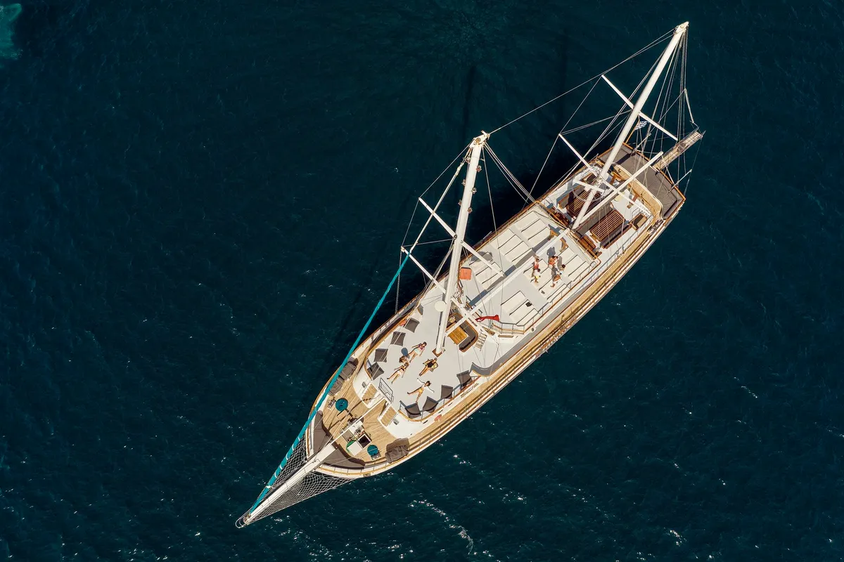 Deck of Boreas, a Custom Made Boreas motor yacht at Bodrum, Turkey