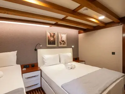 Cabin on Boreas, a Custom Made Boreas motor yacht at Bodrum, Turkey