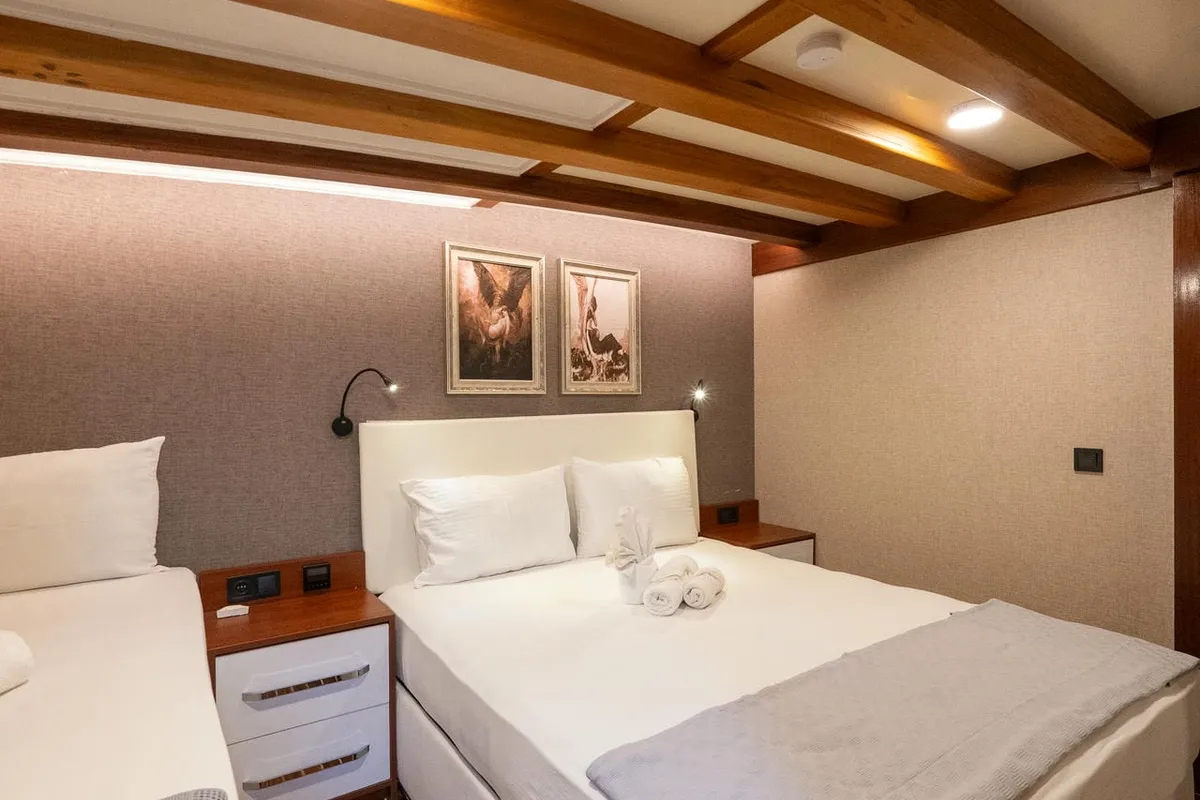 Cabin on Boreas, a Custom Made Boreas motor yacht at Bodrum, Turkey