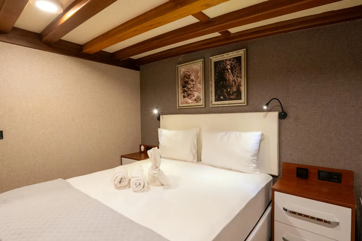 Cabin on Boreas, a Custom Made Boreas motor yacht at Bodrum, Turkey