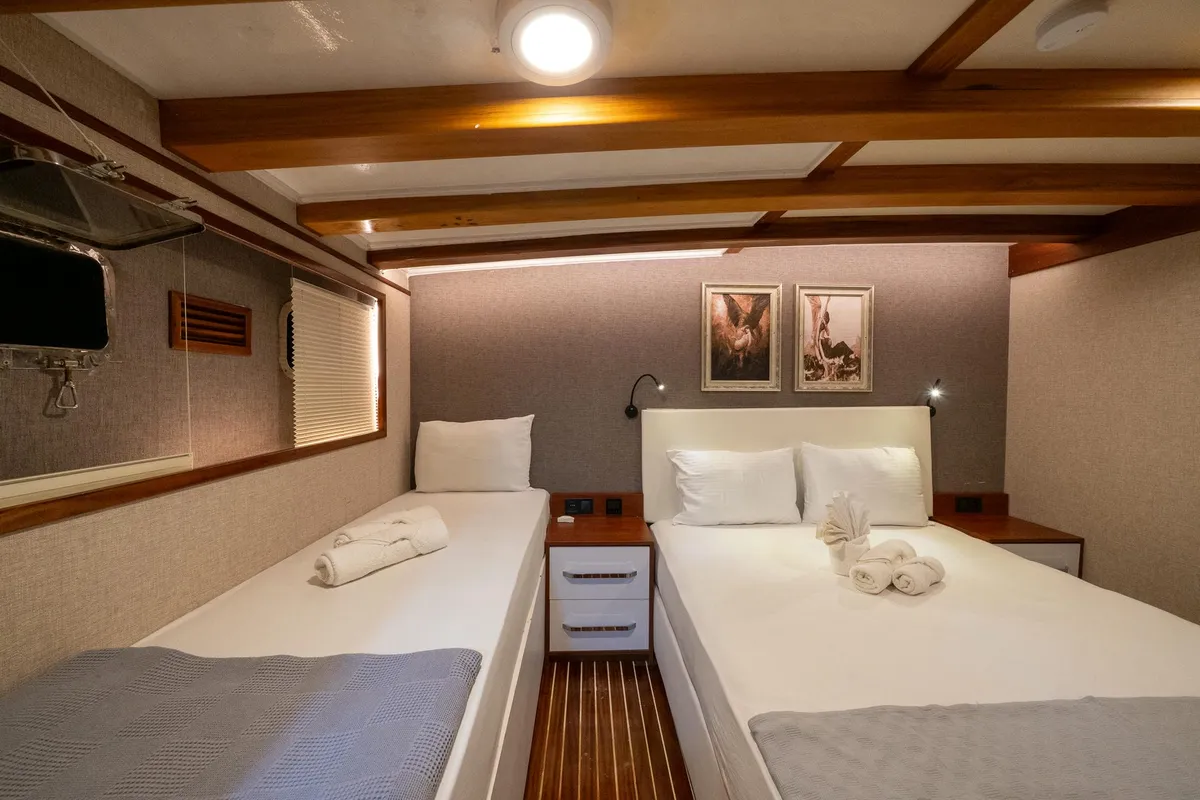 Cabin on Boreas, a Custom Made Boreas motor yacht at Bodrum, Turkey