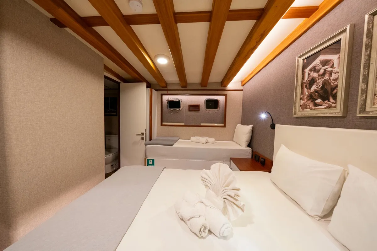 Cabin on Boreas, a Custom Made Boreas motor yacht at Bodrum, Turkey