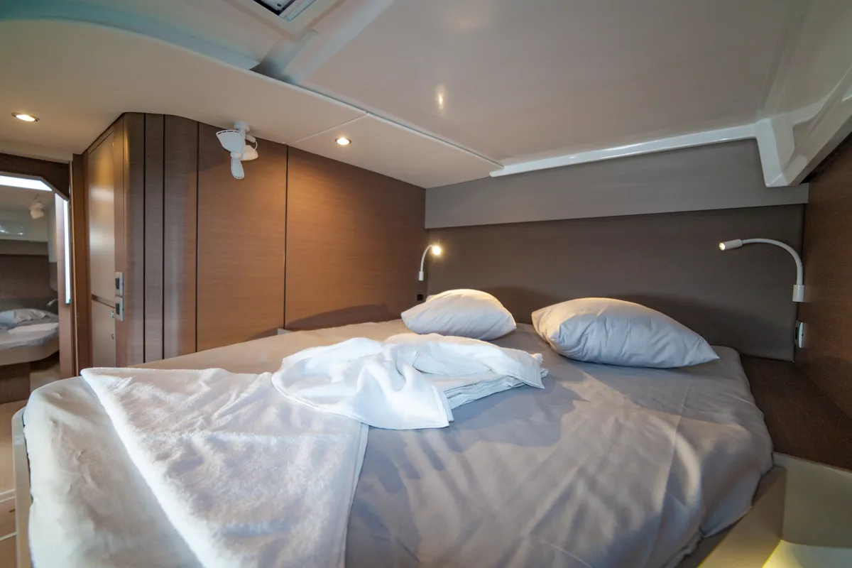 Cabin on Sail Spica, a Bali Catspace catamaran at Fethiye, Turkey