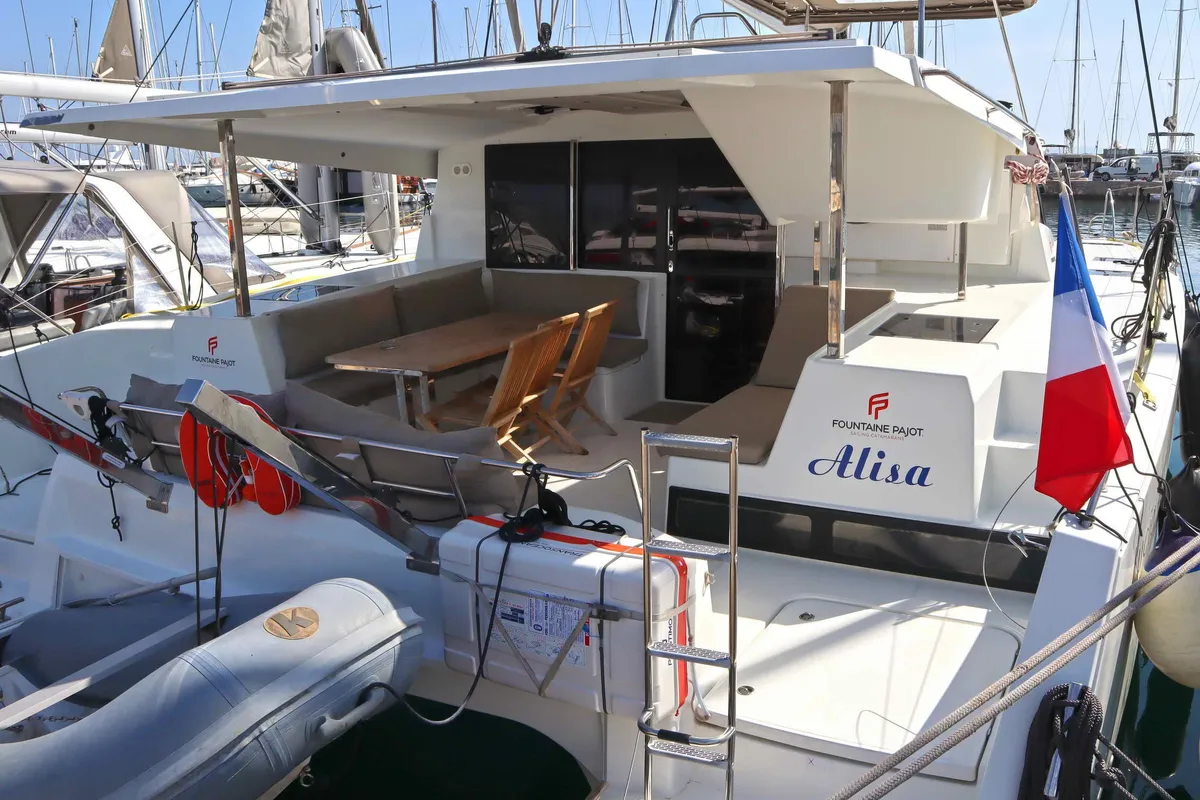 ALISA, a Fountaine Pajot Lucia 40 catamaran at Municipal Unit of Lefkada, Greece