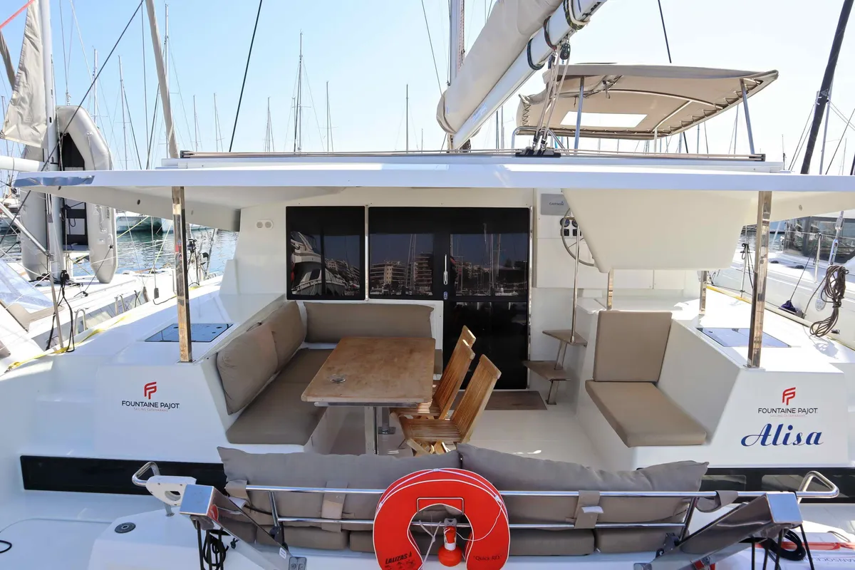 ALISA, a Fountaine Pajot Lucia 40 catamaran at Municipal Unit of Lefkada, Greece