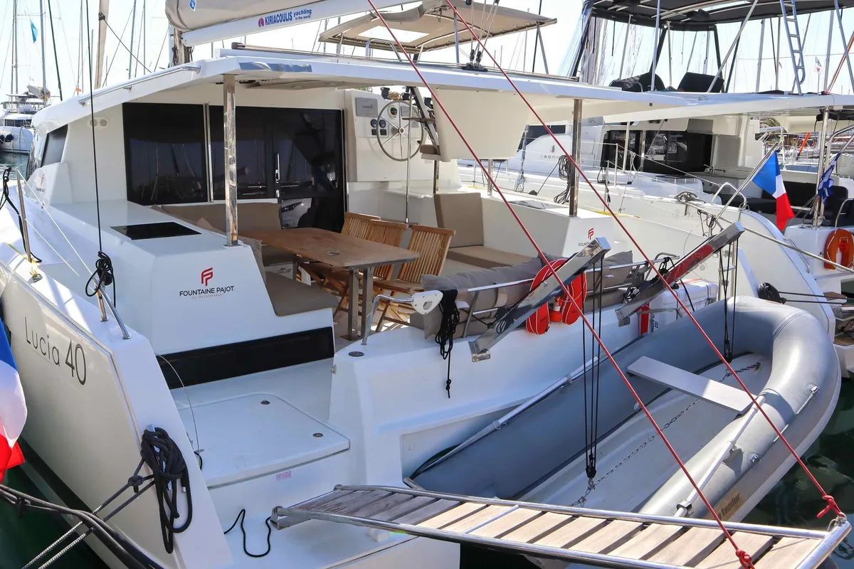 ALISA, a Fountaine Pajot Lucia 40 catamaran at Municipal Unit of Lefkada, Greece