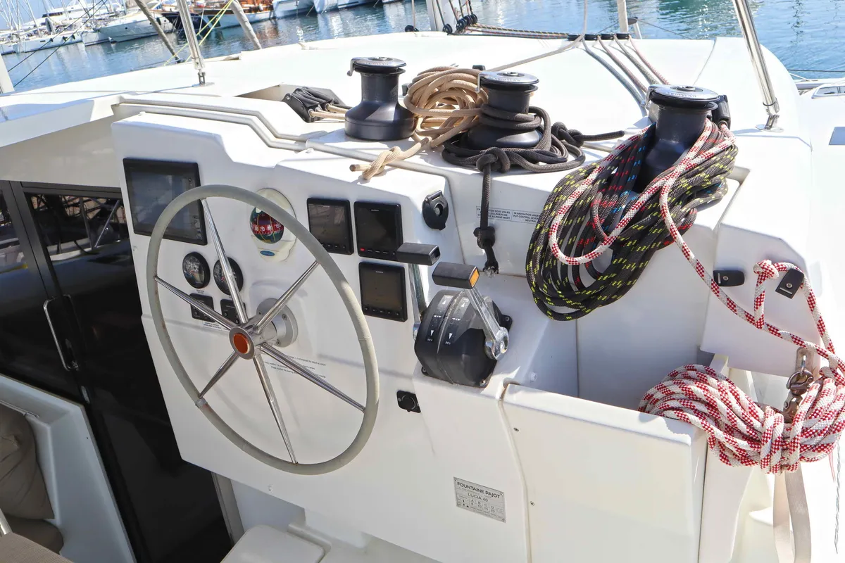ALISA, a Fountaine Pajot Lucia 40 catamaran at Municipal Unit of Lefkada, Greece