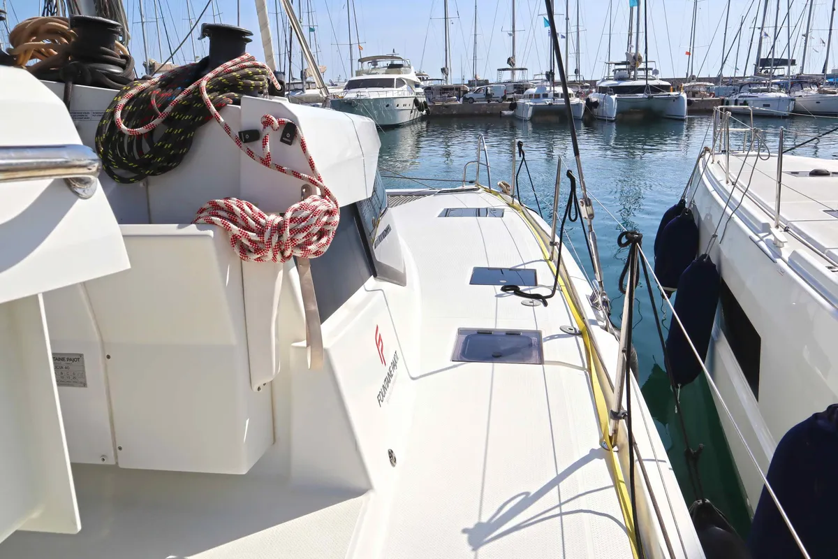 ALISA, a Fountaine Pajot Lucia 40 catamaran at Municipal Unit of Lefkada, Greece