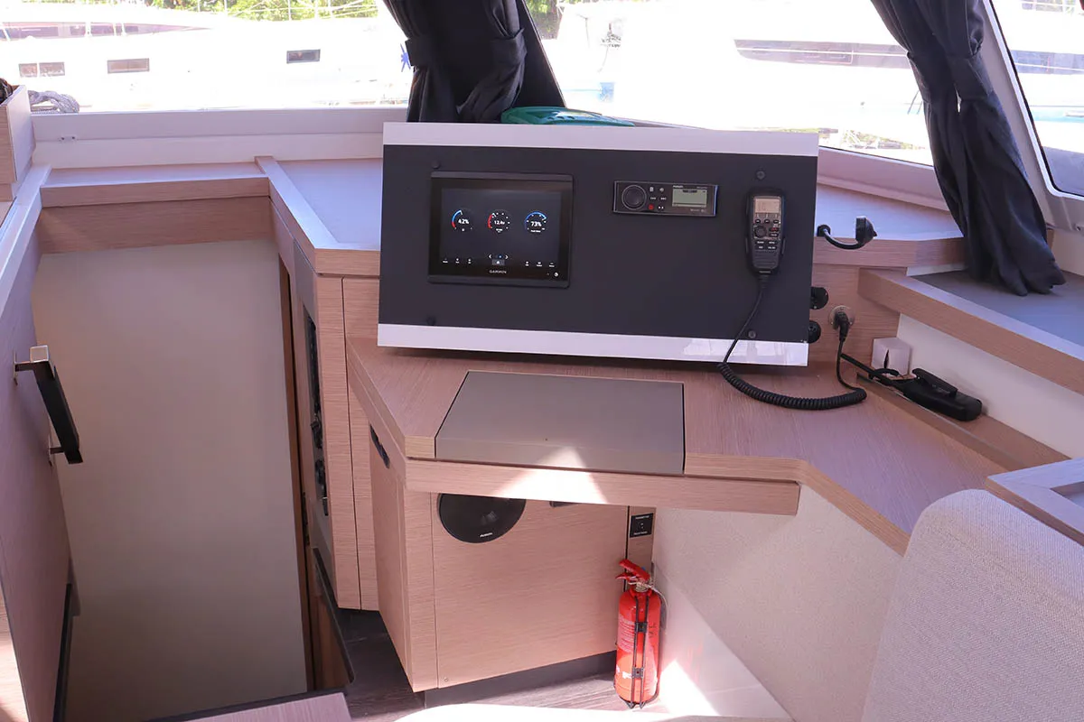 Salon of Michelle ma Belle, a Fountaine Pajot Astrea 42 Quatuor catamaran at Road Town, British Virgin Islands