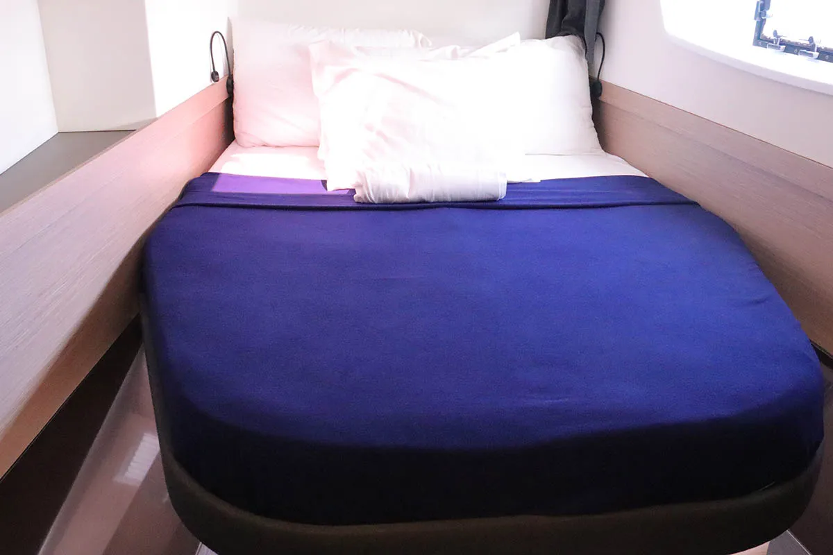 Cabin on Michelle ma Belle, a Fountaine Pajot Astrea 42 Quatuor catamaran at Road Town, British Virgin Islands