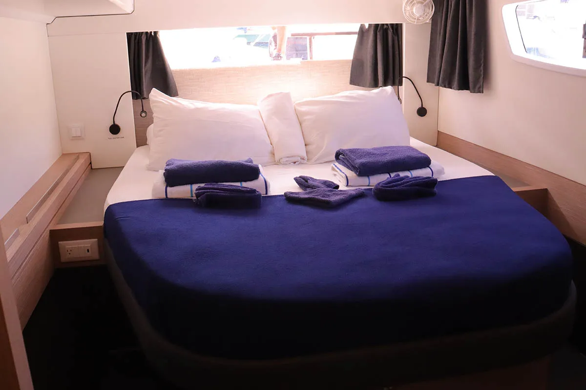 Head on Michelle ma Belle, a Fountaine Pajot Astrea 42 Quatuor catamaran at Road Town, British Virgin Islands