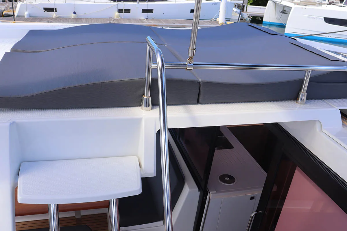 Deck of Michelle ma Belle, a Fountaine Pajot Astrea 42 Quatuor catamaran at Road Town, British Virgin Islands