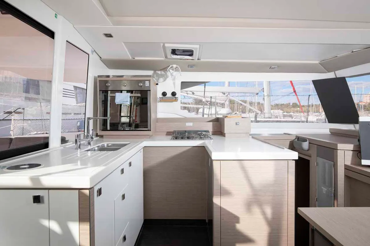 Galley of Follow the Sun, a Fountaine Pajot Astrea 42 catamaran at Medulin, Croatia