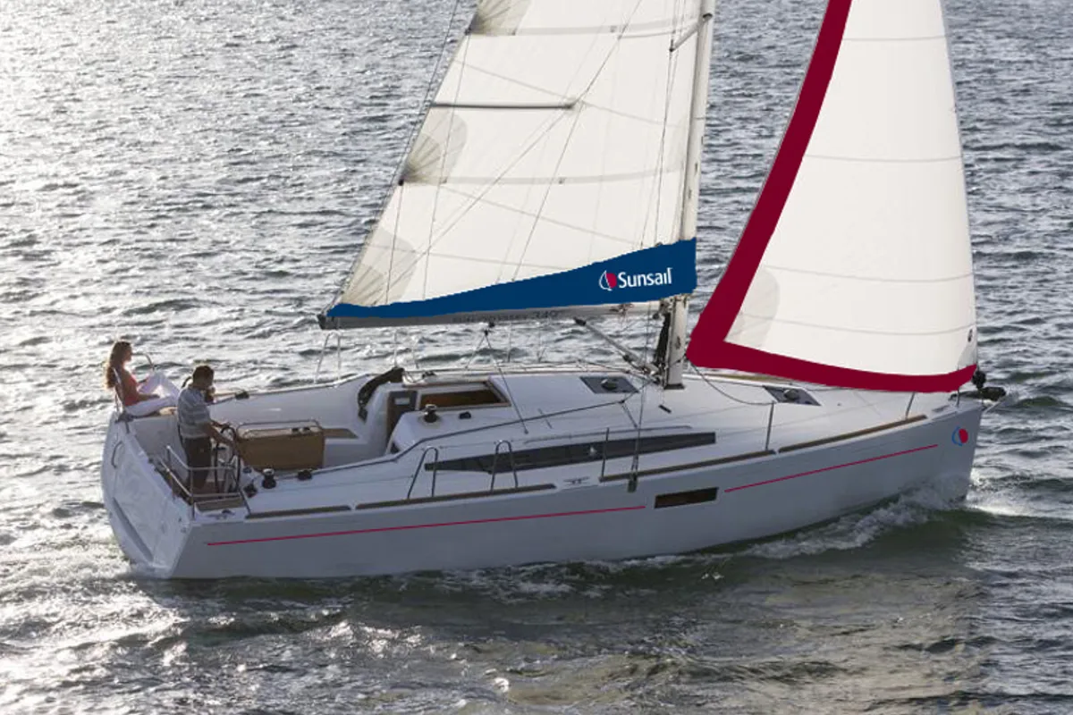 Exterior view of Sunsail 34- 2/1 Classic, a Jeanneau Sun Odyssey 349 sailboat at Marina, Croatia