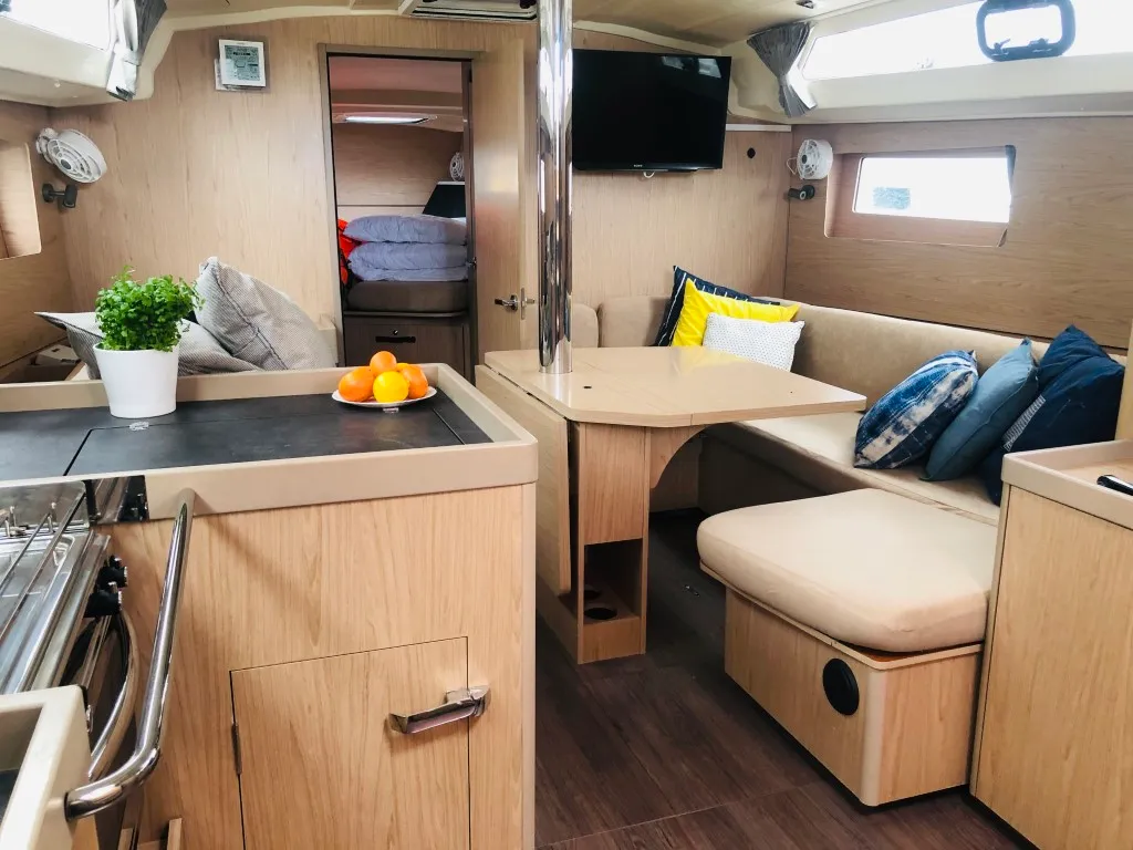 Salon of Luxa, a Beneteau Oceanis 41.1 sailboat at Split, Croatia
