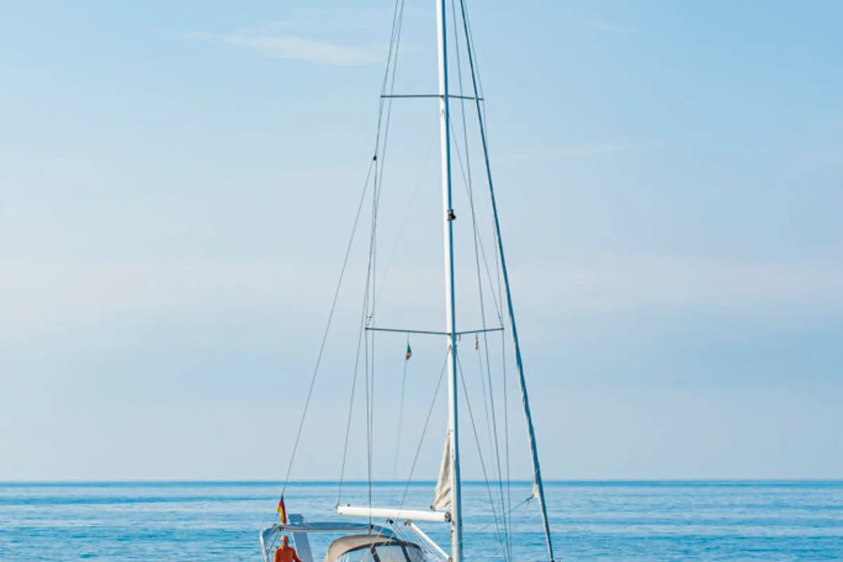 Exterior view of Libeccio, a Bavaria Cruiser 41 sailboat at San Vincenzo, Italy
