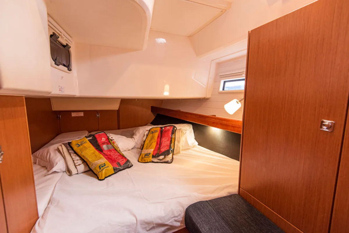 Cabin on Libeccio, a Bavaria Cruiser 41 sailboat at San Vincenzo, Italy