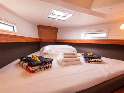 Cabin on Libeccio, a Bavaria Cruiser 41 sailboat at San Vincenzo, Italy