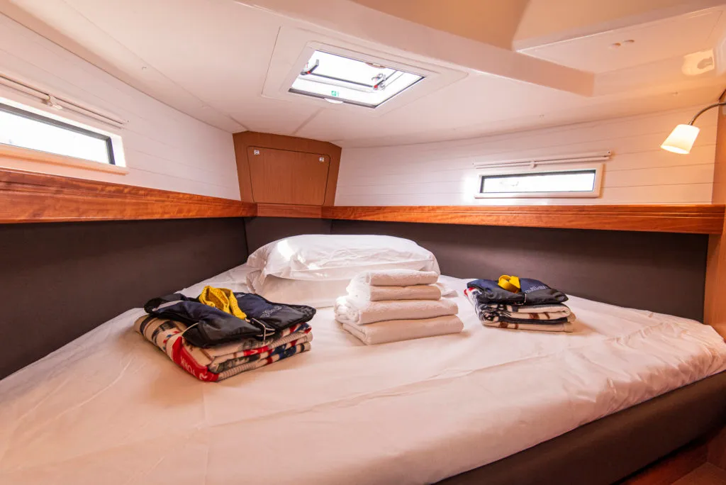 Cabin on Libeccio, a Bavaria Cruiser 41 sailboat at San Vincenzo, Italy