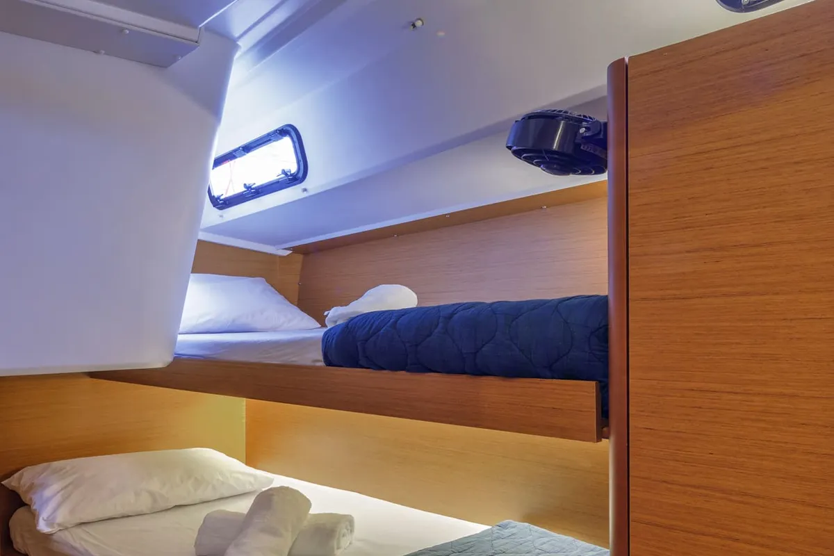Discovery Blue, a Jeanneau Sun Loft 47 sailboat at Municipal Unit of Nea Peramos, Greece