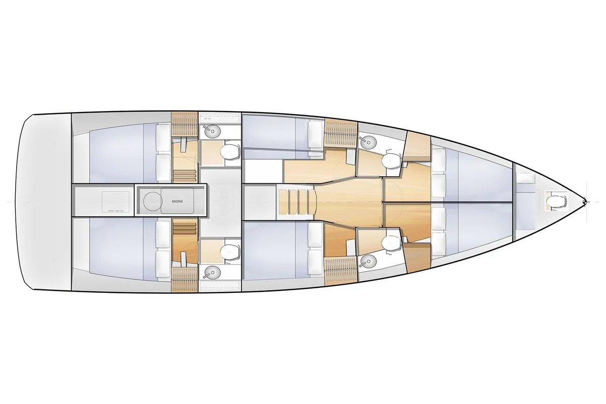 Discovery Blue, a Jeanneau Sun Loft 47 sailboat at Municipal Unit of Nea Peramos, Greece
