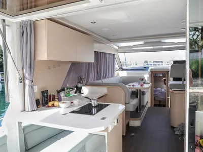 Galley of Mar, a Greenline 39 motor yacht at Biograd na Moru, Croatia