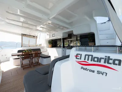 Deck of El Marita Brand New 2021 A/C & Generator Skippered, a Lagoon 46 catamaran at Municipal Unit of Lefkada, Greece