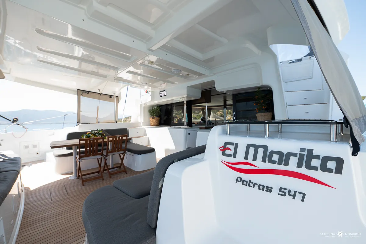 Deck of El Marita Brand New 2021 A/C & Generator Skippered, a Lagoon 46 catamaran at Municipal Unit of Lefkada, Greece