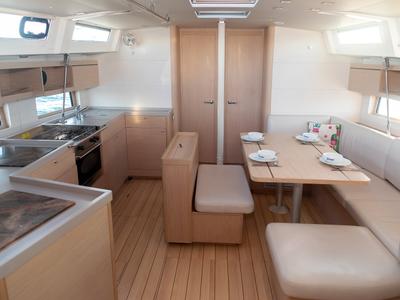 Salon of Kos 46.4, a Beneteau Oceanis 46.1 sailboat at Athens, Greece