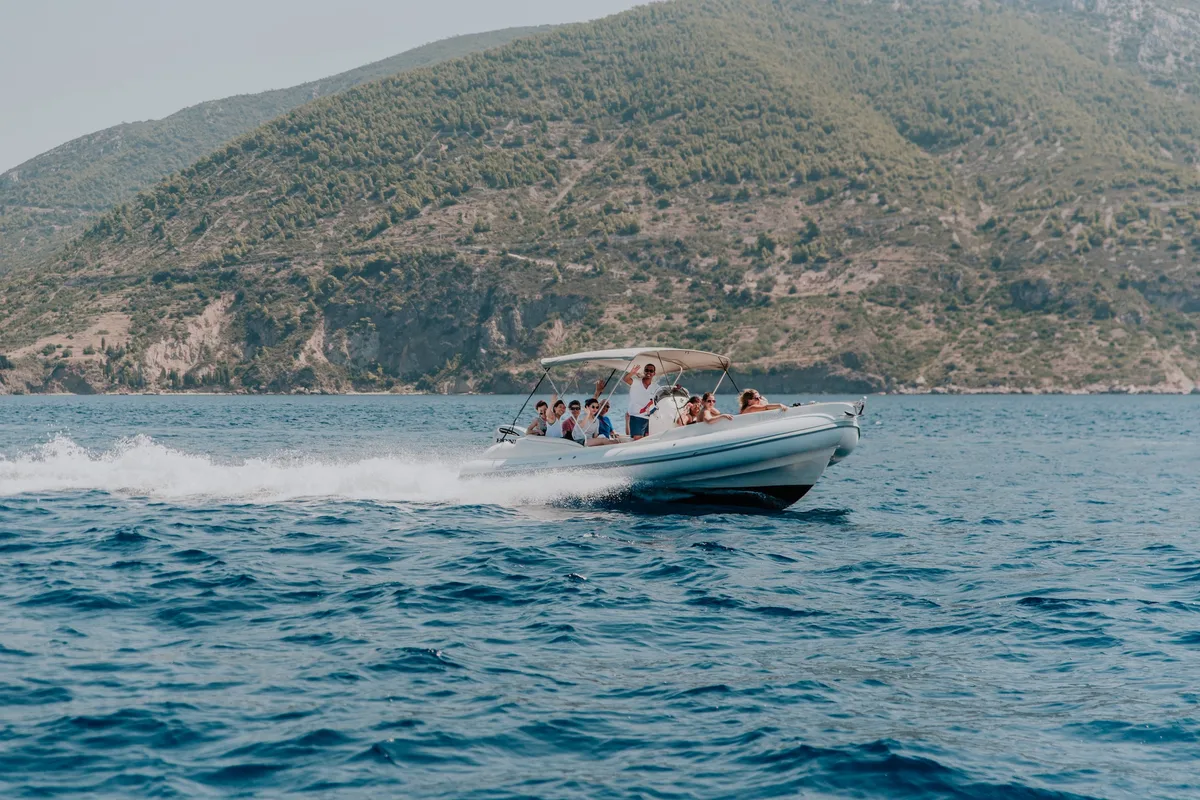 Exterior view of Envy Tender, a Scanner 710 motorboat at Trogir, Croatia