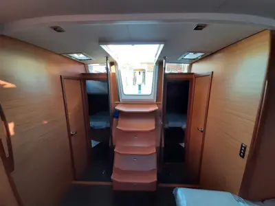 Salon of Artemide, a Dufour 530 sailboat at Capo d'Orlando, Italy