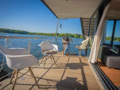 Deck of Juno, a Woma D13 motorboat at Fürstenberg/Havel, Germany