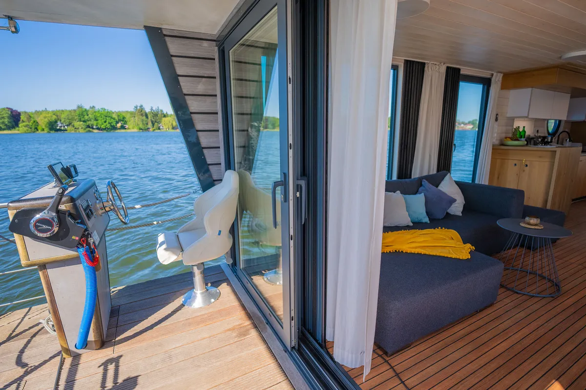 Deck of Juno, a Woma D13 motorboat at Fürstenberg/Havel, Germany