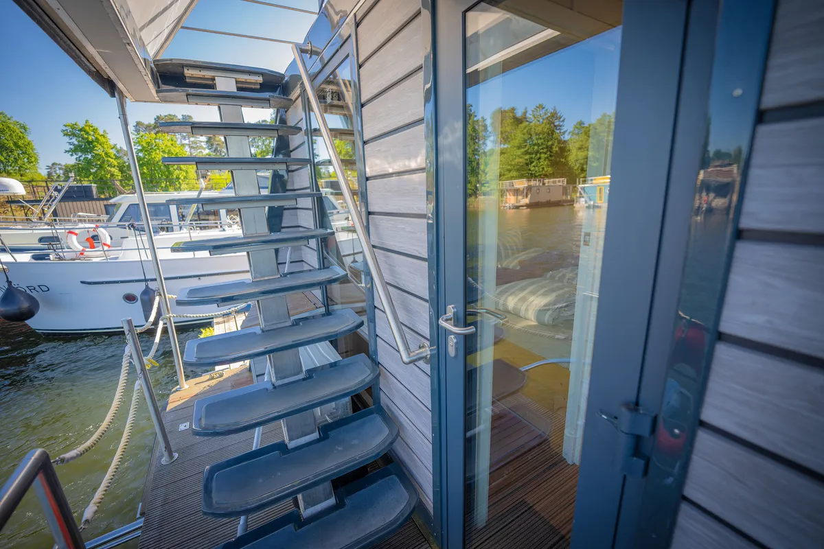 Deck of Juno, a Woma D13 motorboat at Fürstenberg/Havel, Germany