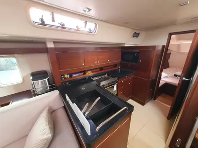 Galley of Maravillosa, a Hanse 545 sailboat at Split, Croatia