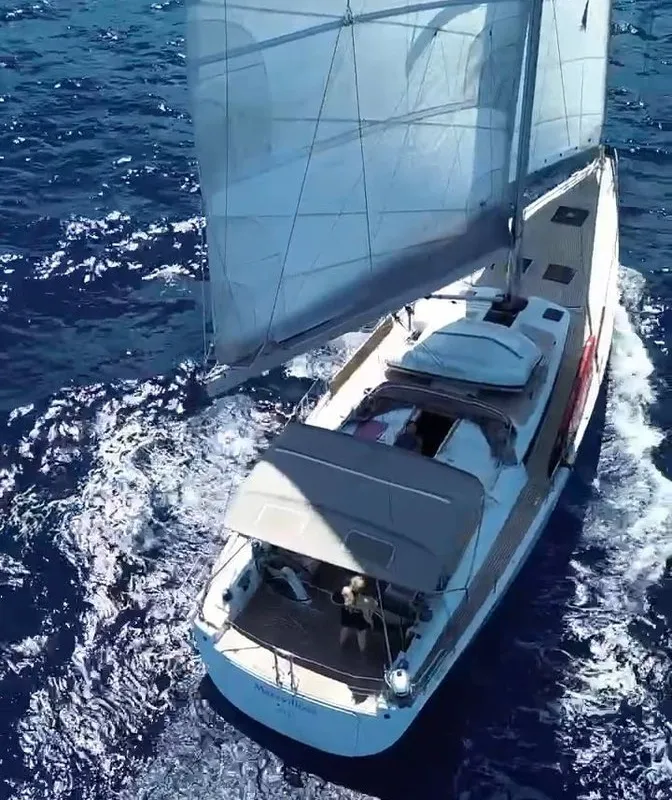 Exterior view of Maravillosa, a Hanse 545 sailboat at Split, Croatia