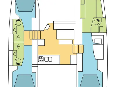 Floor plan of KÁLLOS, a Lagoon 46 catamaran at Road Town, British Virgin Islands