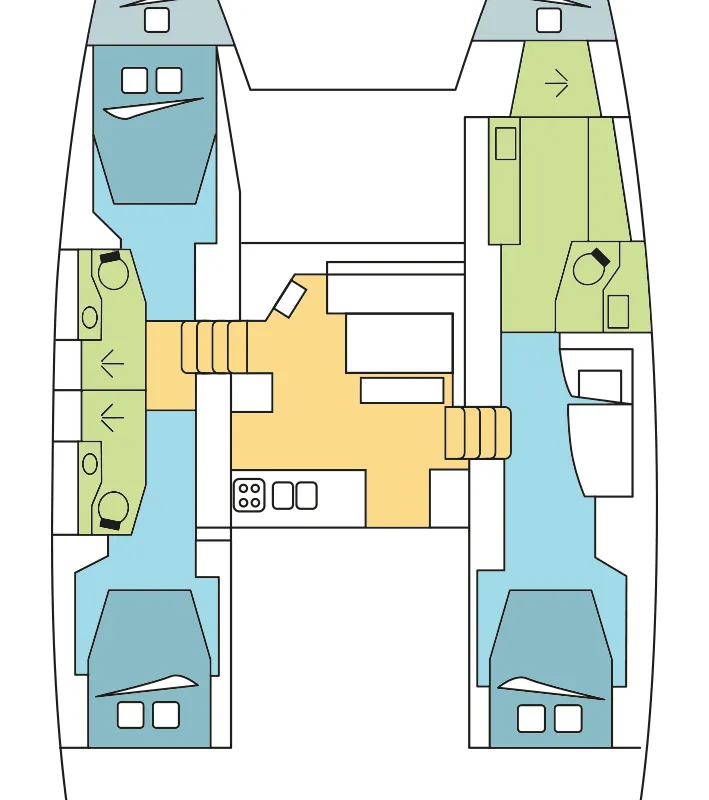 Floor plan of KÁLLOS, a Lagoon 46 catamaran at Road Town, British Virgin Islands